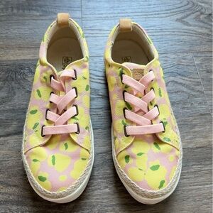 Spenco Women’s Pink and Yellow Lemon Malibu Lace Orthotic Sneakers 7.5